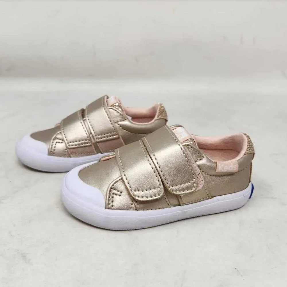 Toddler girl's 4.5 Keds Courtney hook & loop rose gold sneaker shoes KL163781